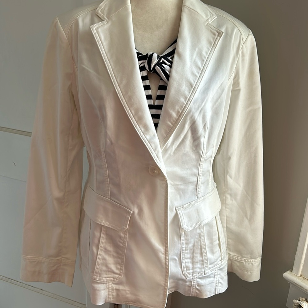 Isaac Mizrahi Jeans White Jacket Size Lg